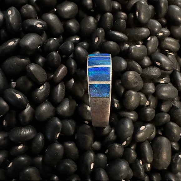 Amazing 7 Stone Menorah Fire Opal Sterling Silver Solid Pyramid Ring Hallmark RL - Picture 4 of 9